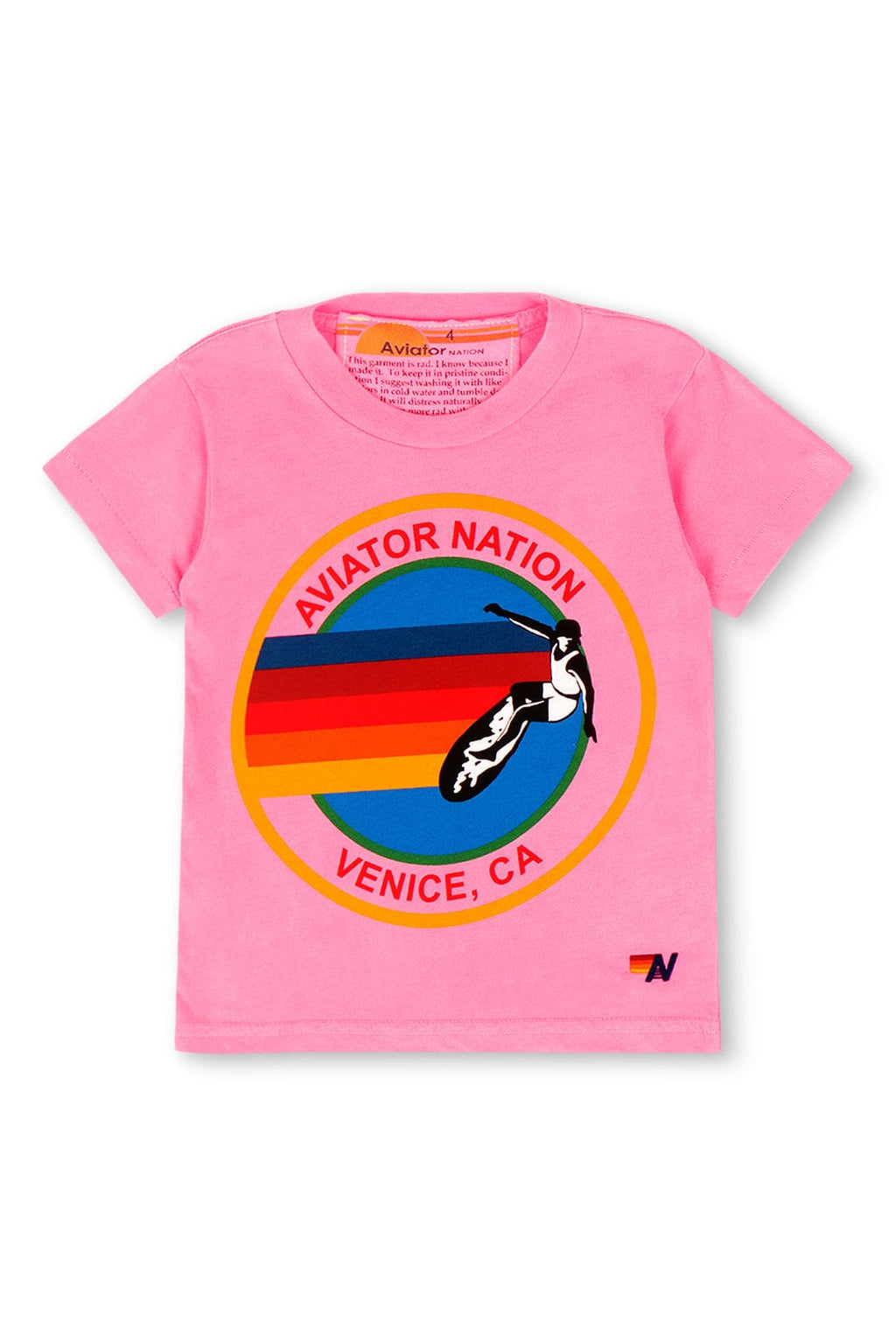 Retro KIDS AVIATOR NATION VENICE TEE - NEON PINK