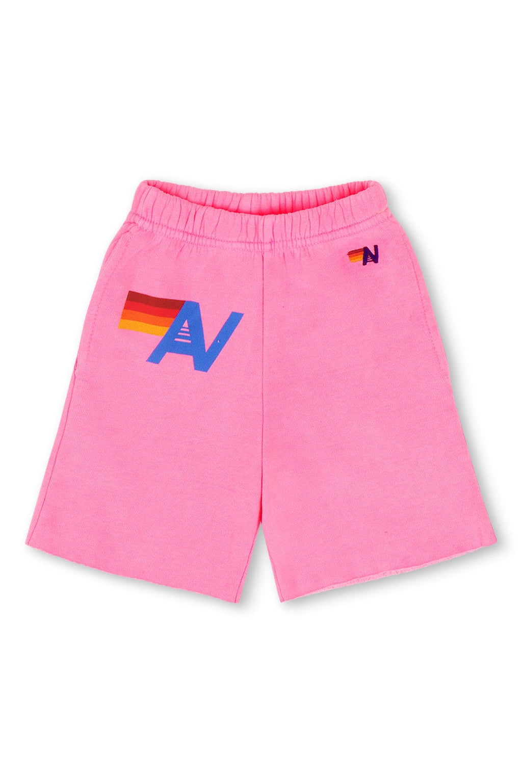 Retro LOGO KIDS SWEATSHORTS - NEON PINK