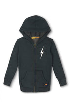 Retro KIDS BOLT PRINT ZIP HOODIE - CHARCOAL WHITE
