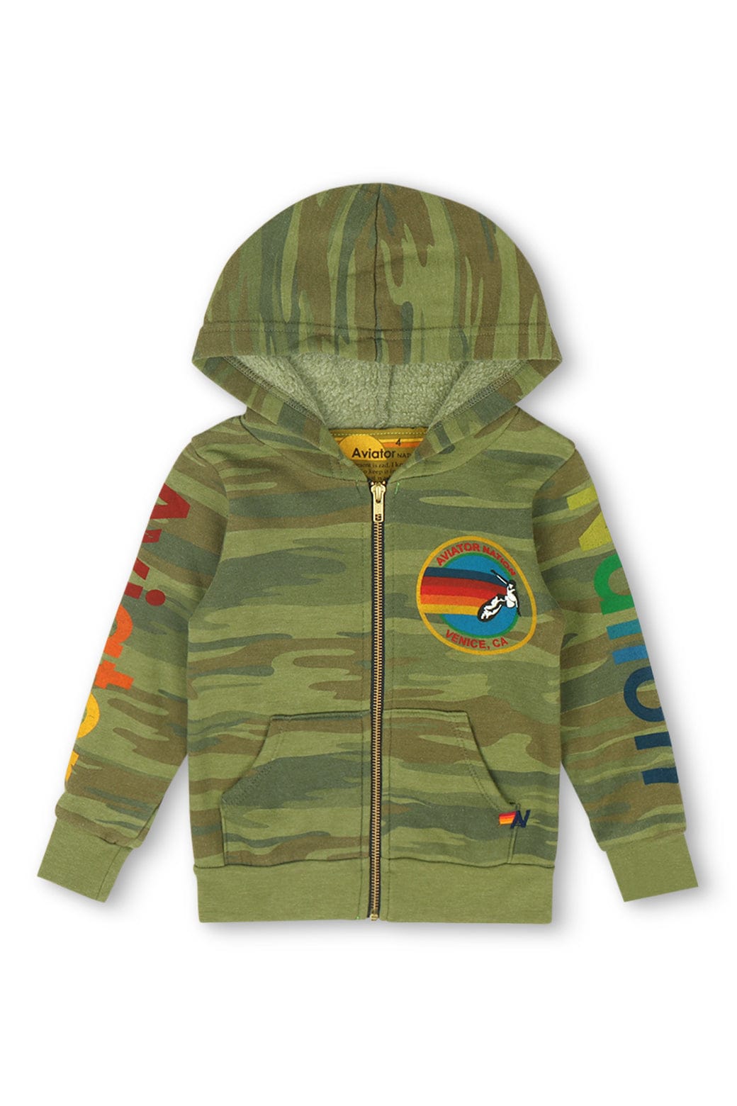 Retro KIDS AVIATOR NATION VENICE ZIP HOODIE - CAMO