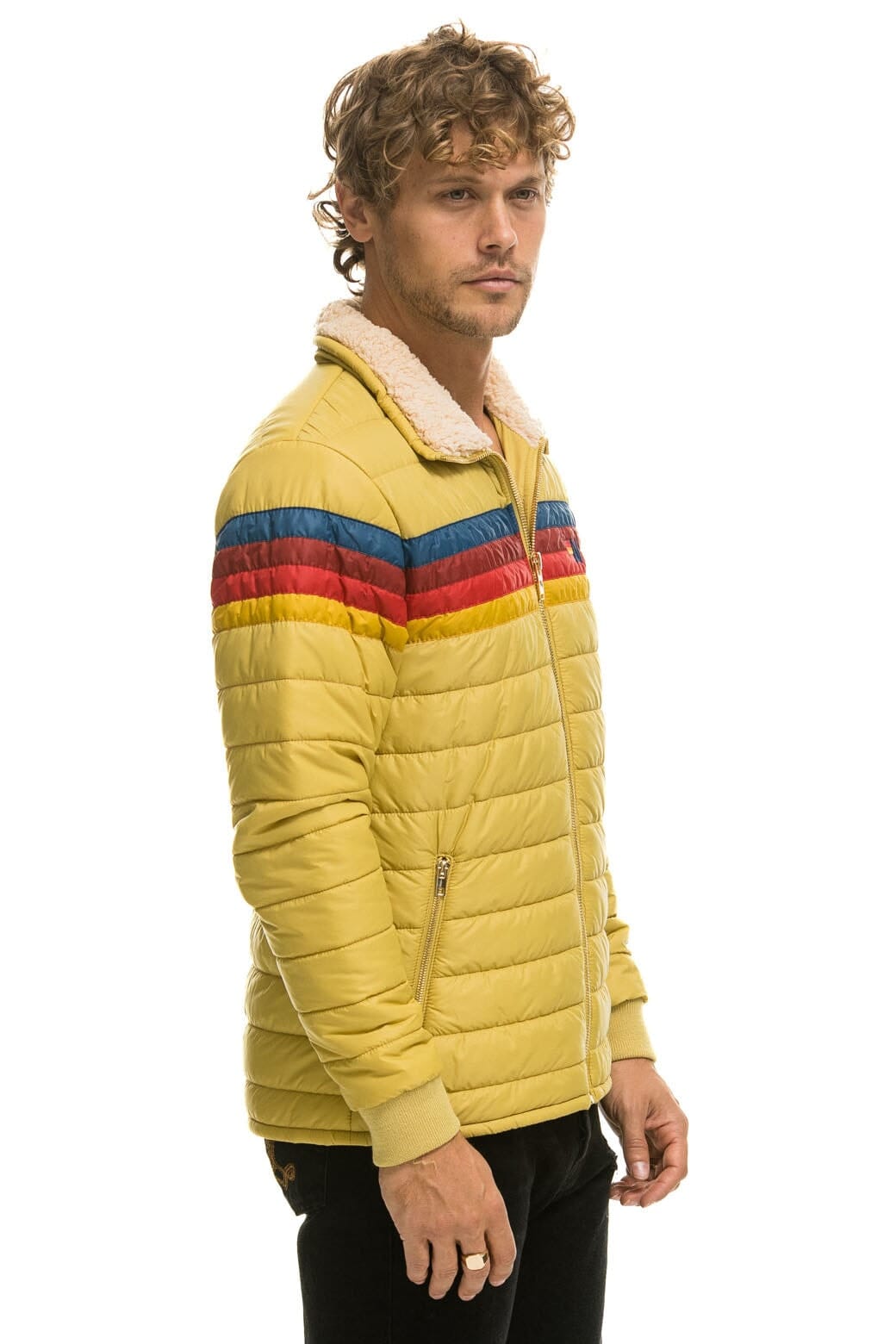 Retro 4 STRIPE RAINBOW SLEEVE JACKET - KHAKI