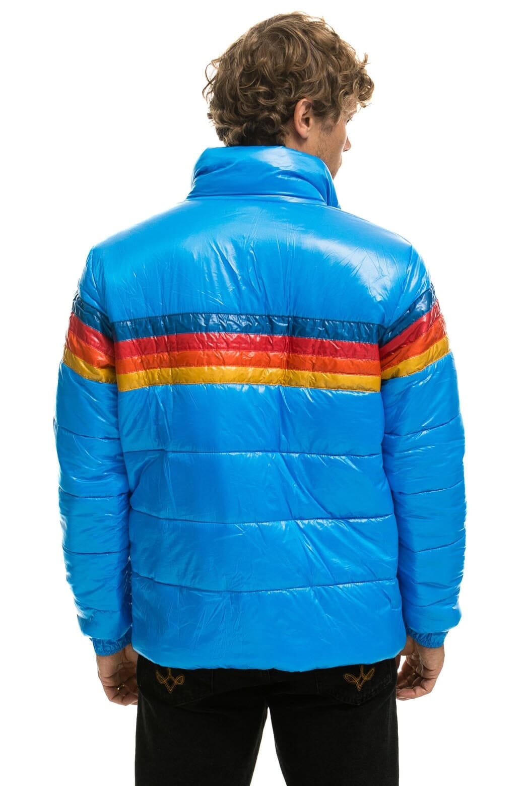 Retro 4 STRIPE LUXE TRAVELER JACKET - GLOSSY BLUE