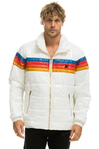 Retro 4 STRIPE LUXE TRAVELER JACKET - GLOSSY WHITE