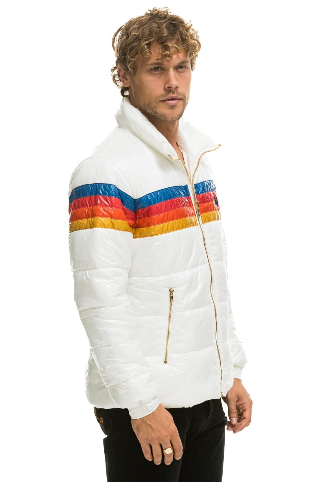 Retro 4 STRIPE LUXE TRAVELER JACKET - GLOSSY WHITE