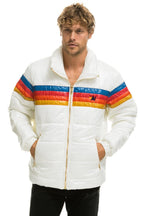 Retro 4 STRIPE LUXE TRAVELER JACKET - GLOSSY WHITE