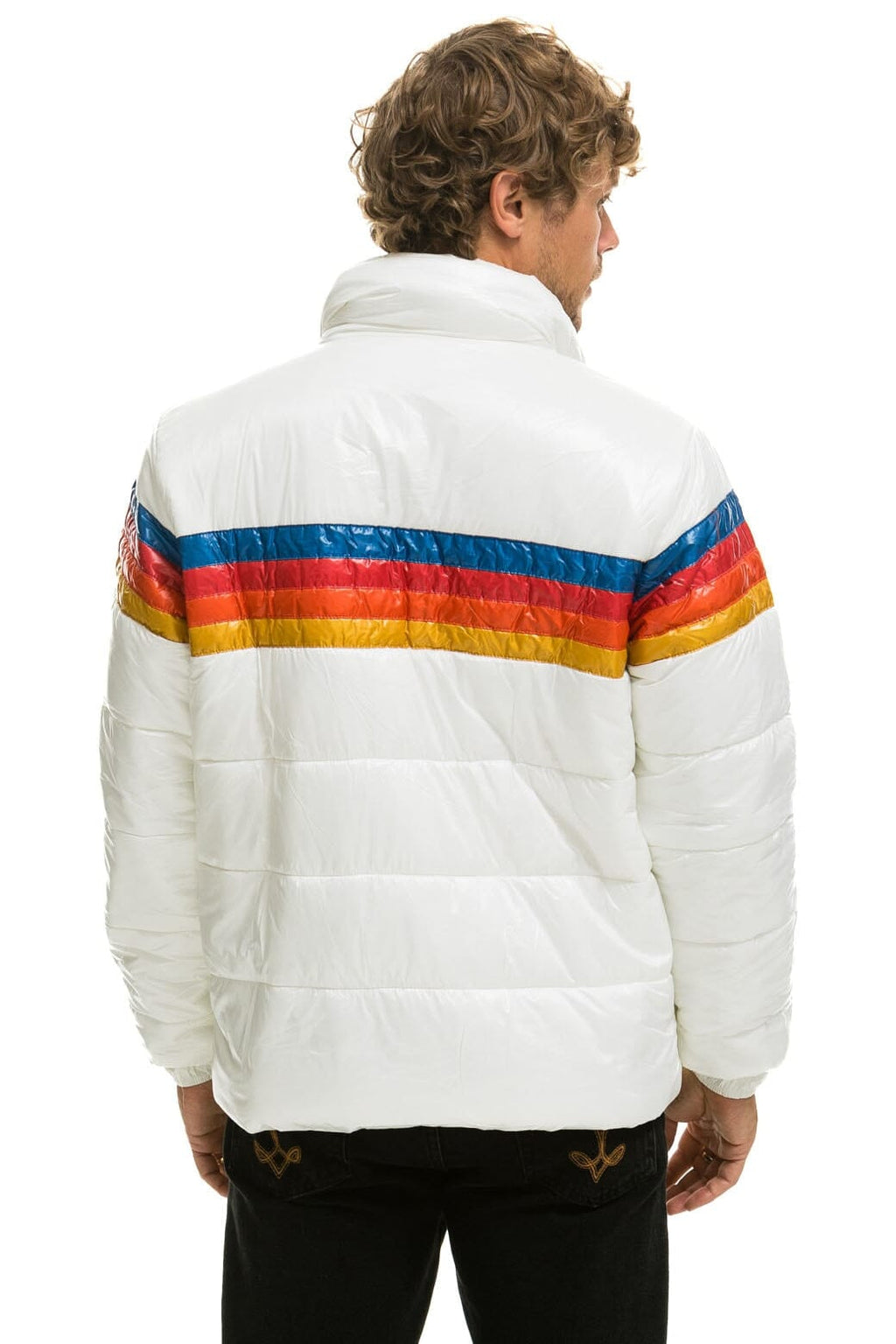 Retro 4 STRIPE LUXE TRAVELER JACKET - GLOSSY WHITE