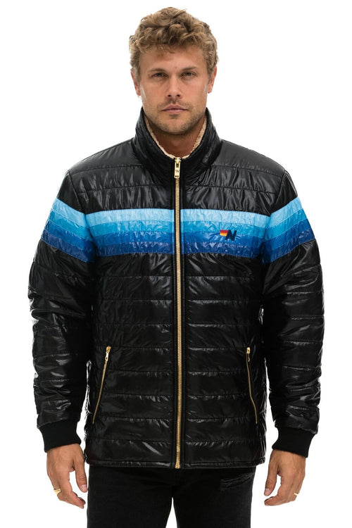 Retro 4 STRIPE JACKET - GLOSSY BLACK BLUE