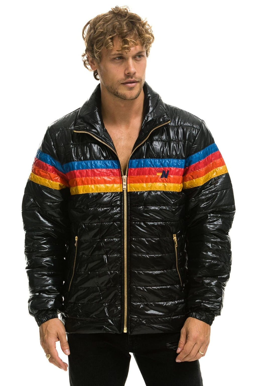 Retro 4 STRIPE TRAVELER JACKET - GLOSSY BLACK