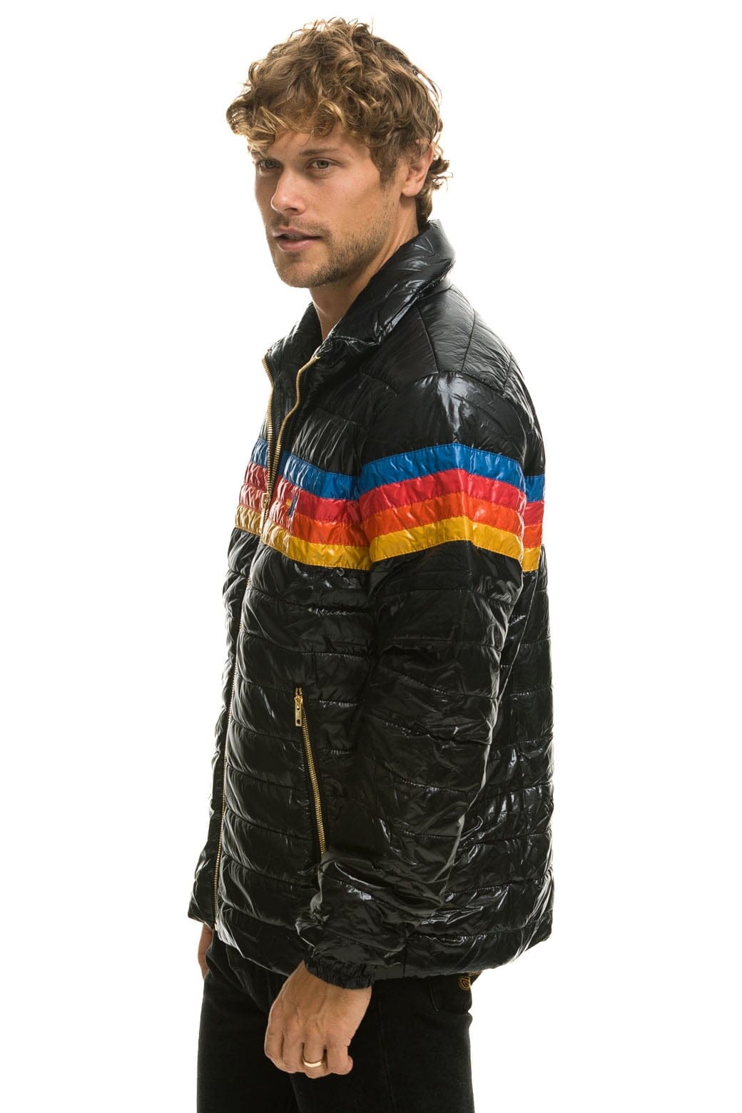 Retro 4 STRIPE TRAVELER JACKET - GLOSSY BLACK