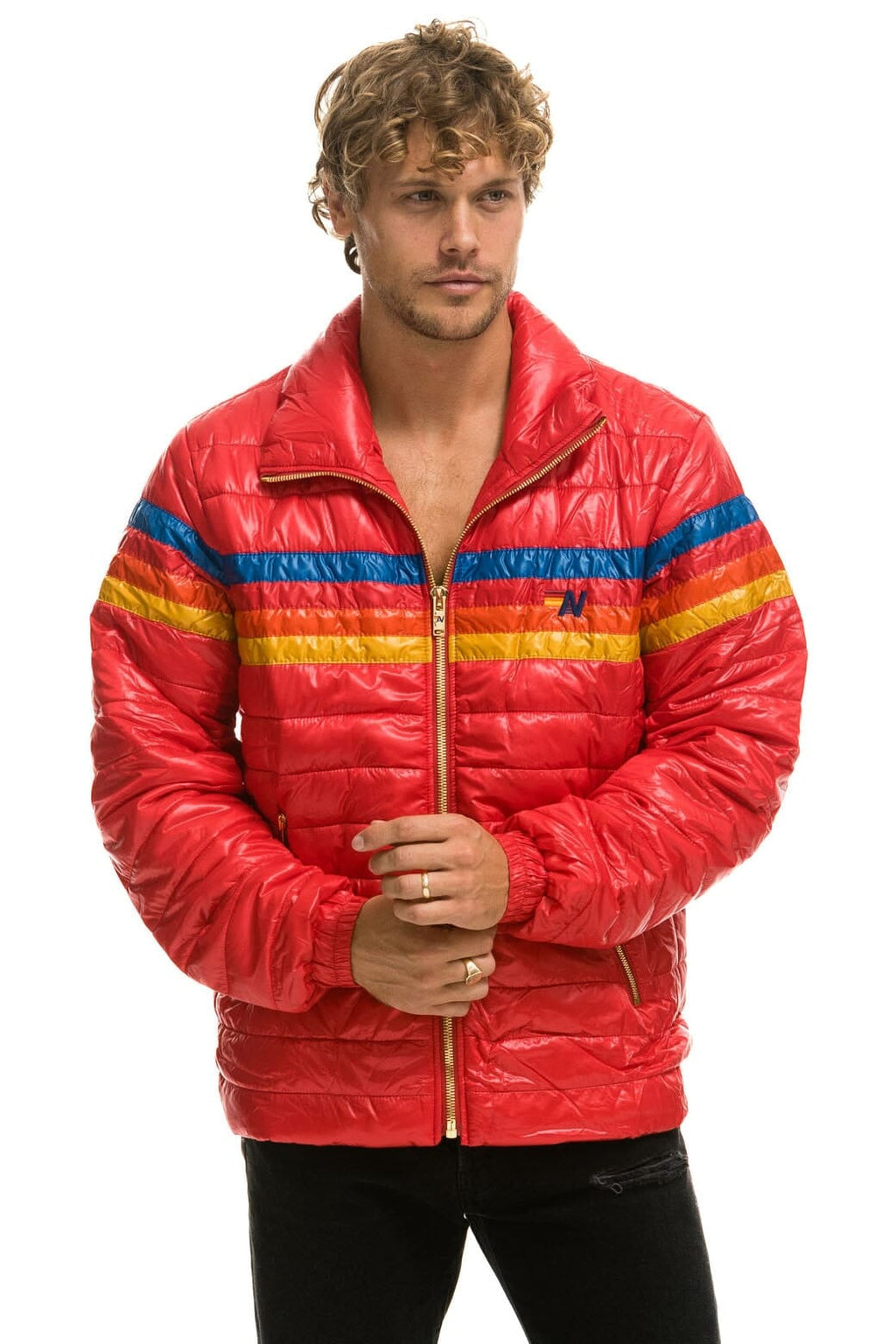 Retro 4 STRIPE TRAVELER JACKET - GLOSSY CHERRY