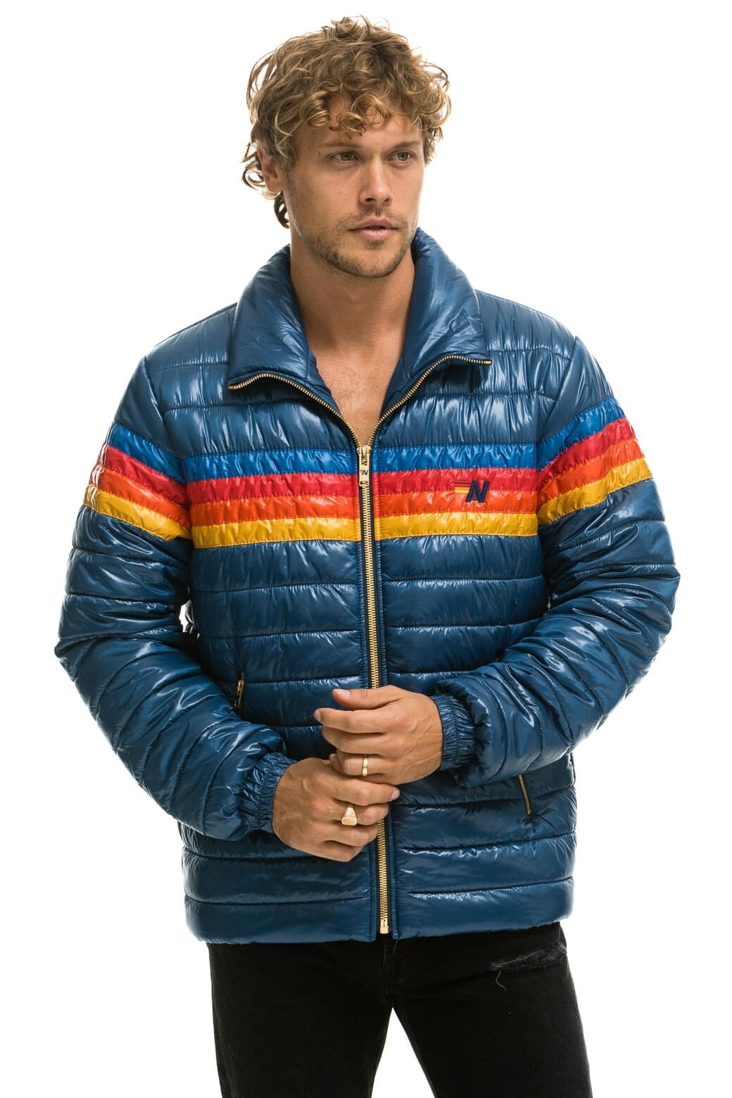 Retro 4 STRIPE TRAVELER JACKET - GLOSSY DEEP BLUE
