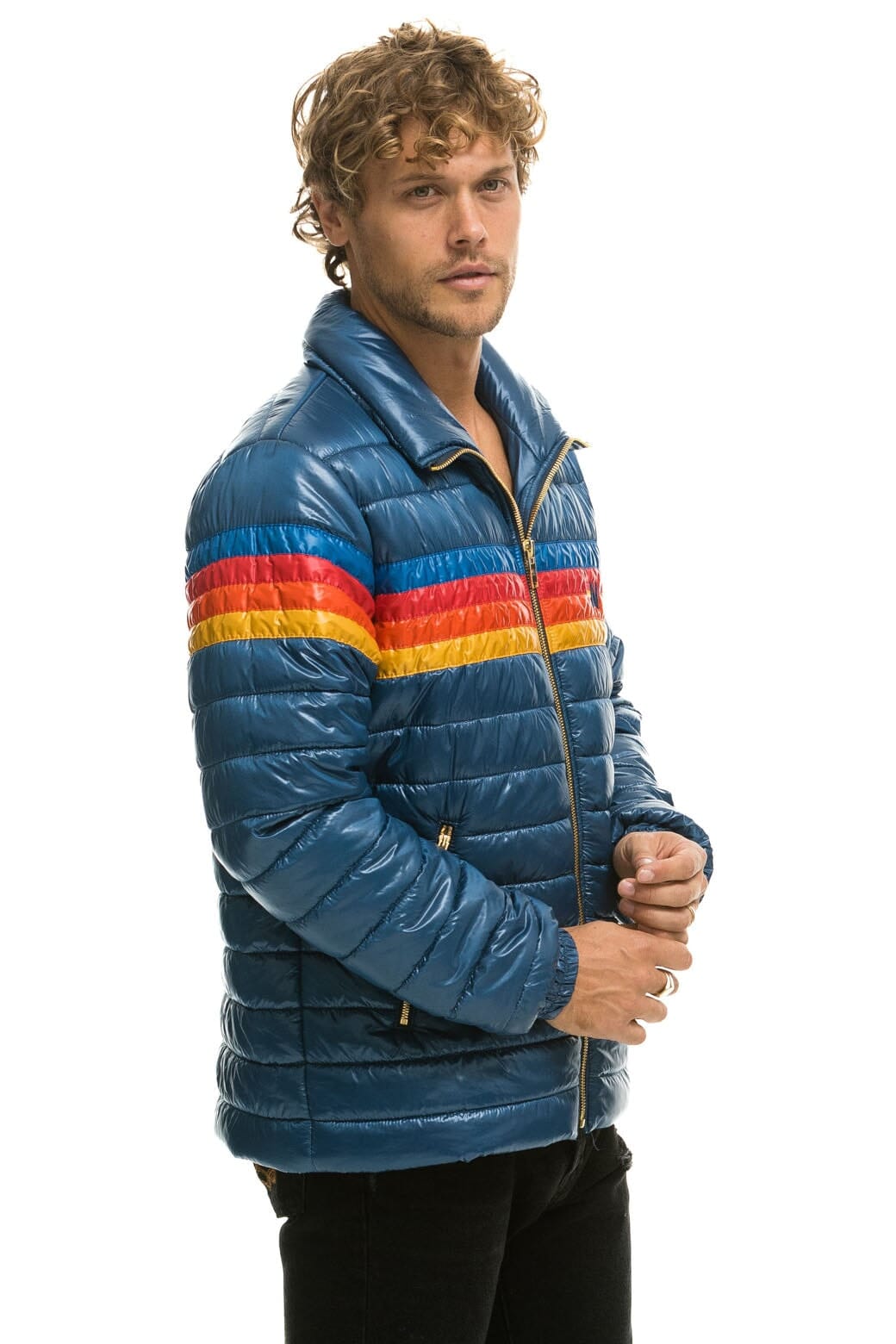 Retro 4 STRIPE TRAVELER JACKET - GLOSSY DEEP BLUE
