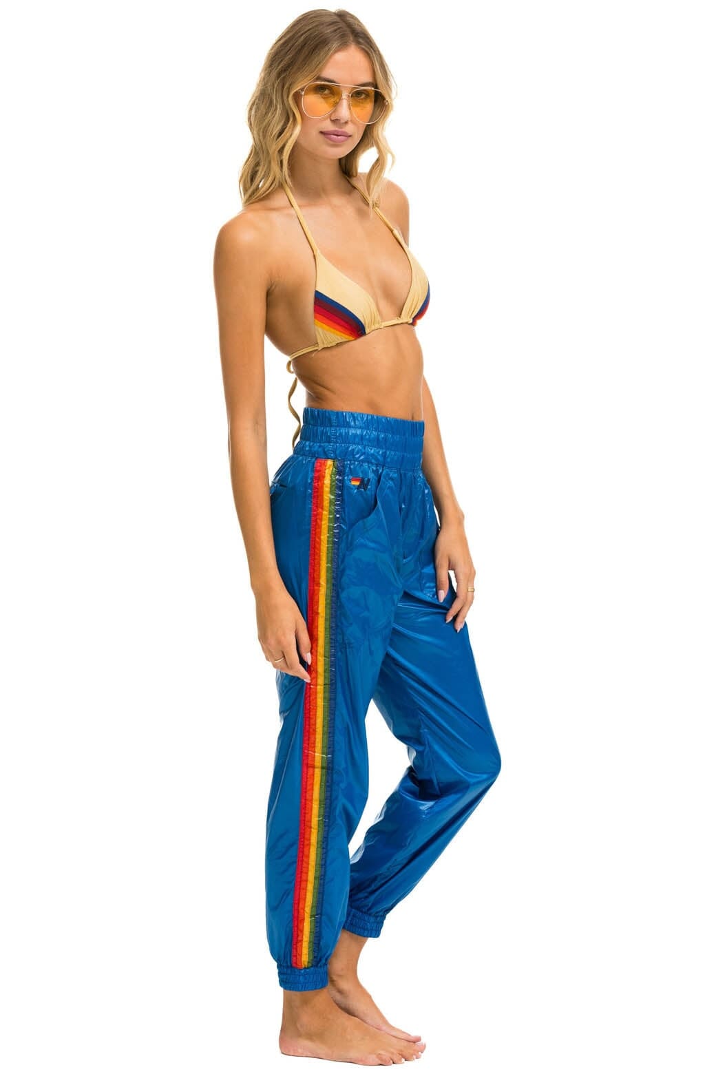 Retro 5 STRIPE HI RISE WIND PANT - SNORKEL BLUE