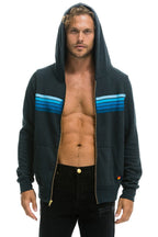 Retro 5 STRIPE HOODIE - CHARCOAL BLUE