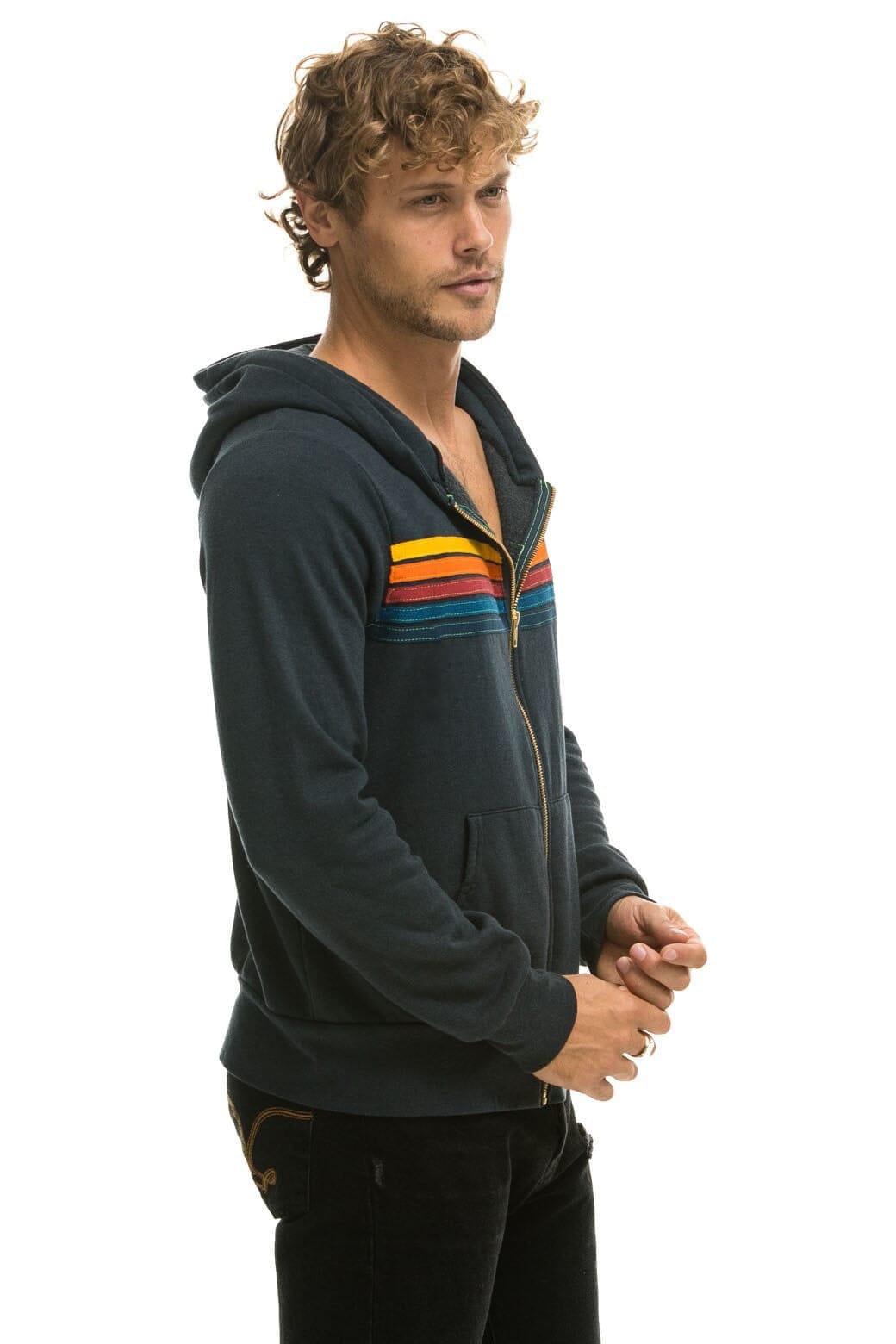 Retro 5 STRIPE HOODIE - CHARCOAL