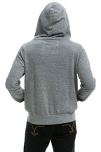 Retro 5 STRIPE HOODIE - HEATHER GREY BLUE
