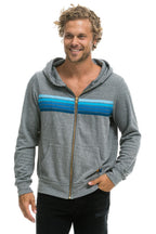 Retro 5 STRIPE HOODIE - HEATHER GREY BLUE