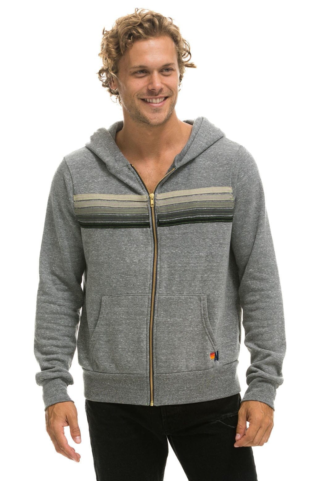Retro 5 STRIPE HOODIE - HEATHER GREY GREY