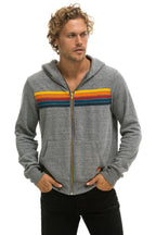 Retro 5 STRIPE HOODIE - HEATHER GREY
