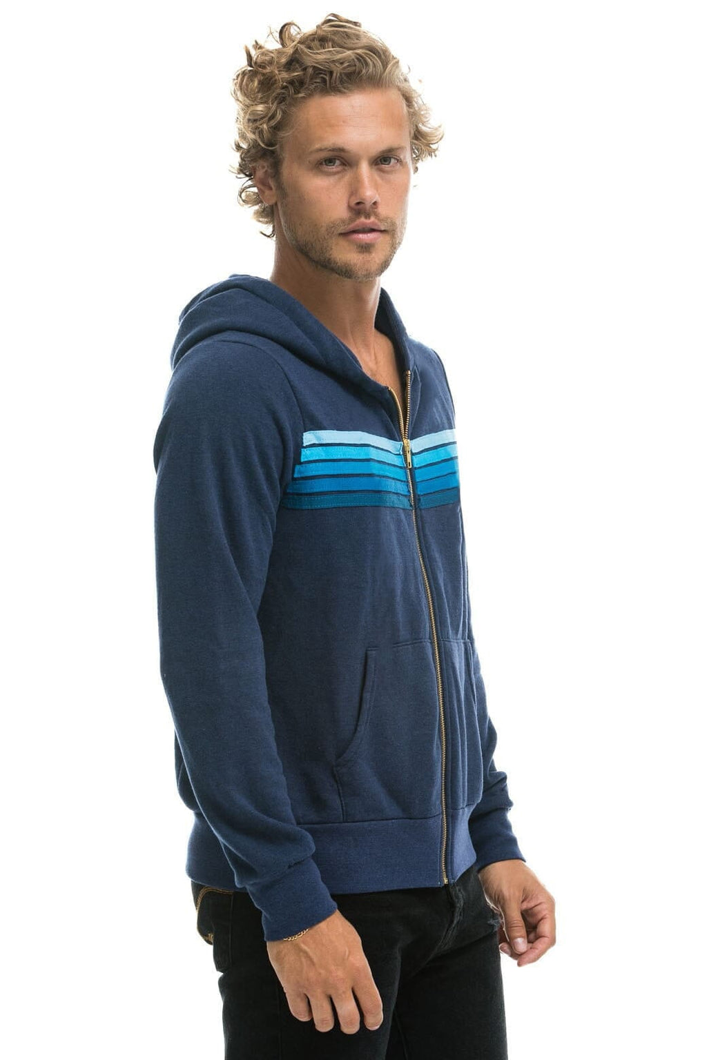 Retro 5 STRIPE HOODIE - NAVY BLUE