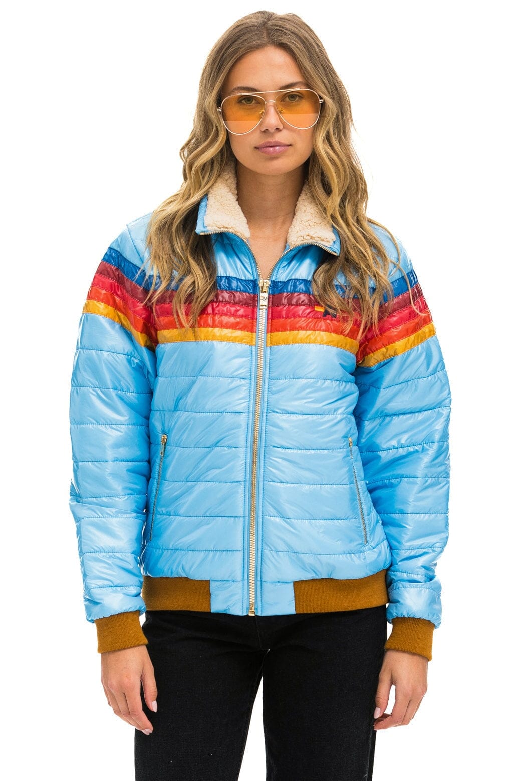 Retro 5 STRIPE JACKET - SKY GLOSSY