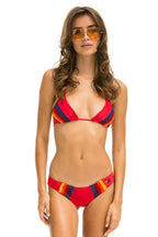 Retro 5 STRIPE SPORTY BIKINI BOTTOMS - RED