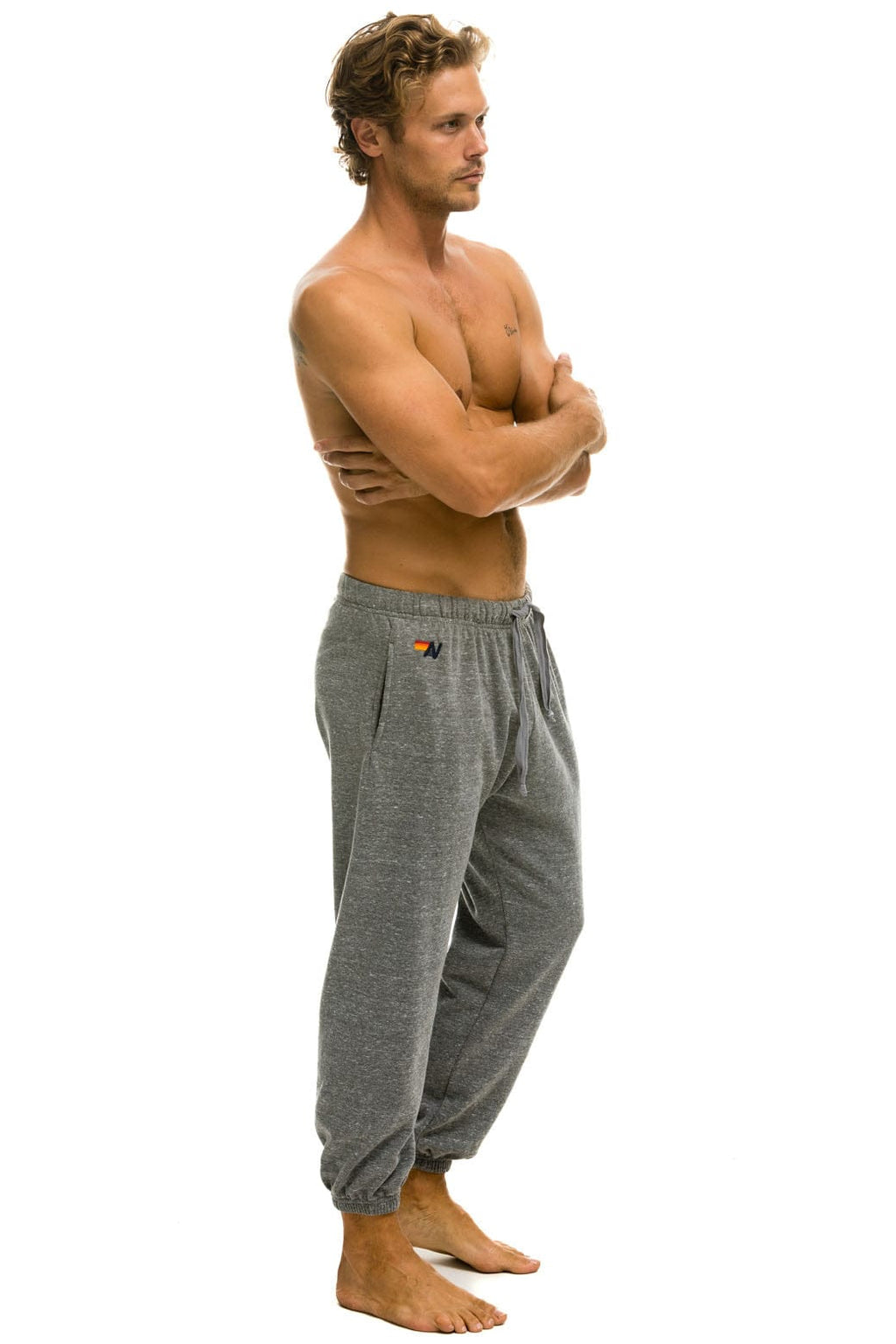 Retro 5 STRIPE SWEATPANTS - HEATHER GREY BLUE
