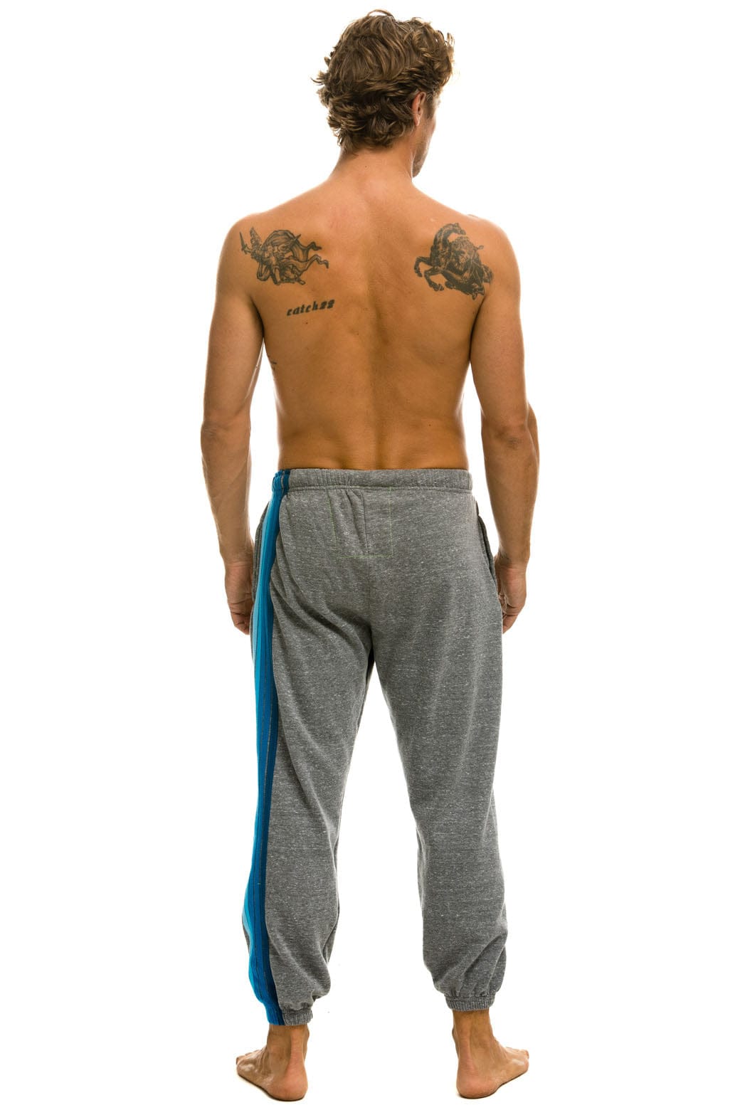 Retro 5 STRIPE SWEATPANTS - HEATHER GREY BLUE