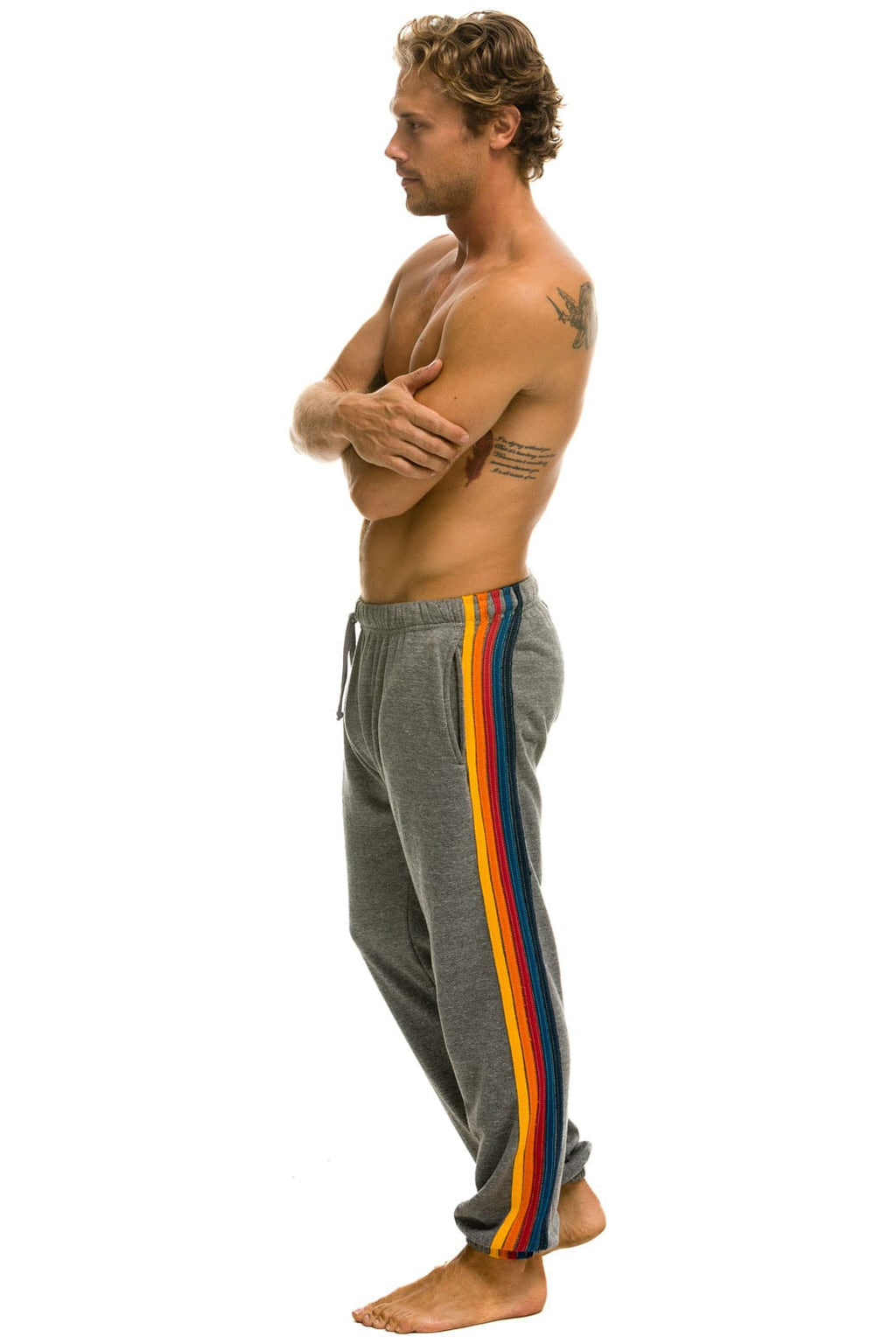 Retro 5 STRIPE SWEATPANTS - HEATHER GREY