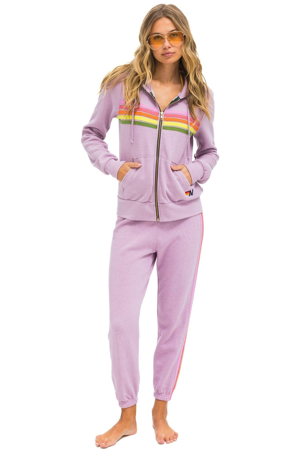 Retro 5 STRIPE SWEATPANTS - MAUVE PINK GREEN