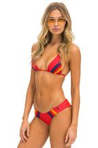 Retro 5 STRIPE TRIANGLE BIKINI TOP - RED