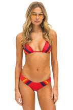 Retro 5 STRIPE TRIANGLE BIKINI TOP - RED