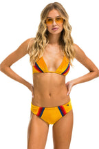 Retro 5 STRIPE VELVET SCRUNCH BIKINI BOTTOM - GOLD