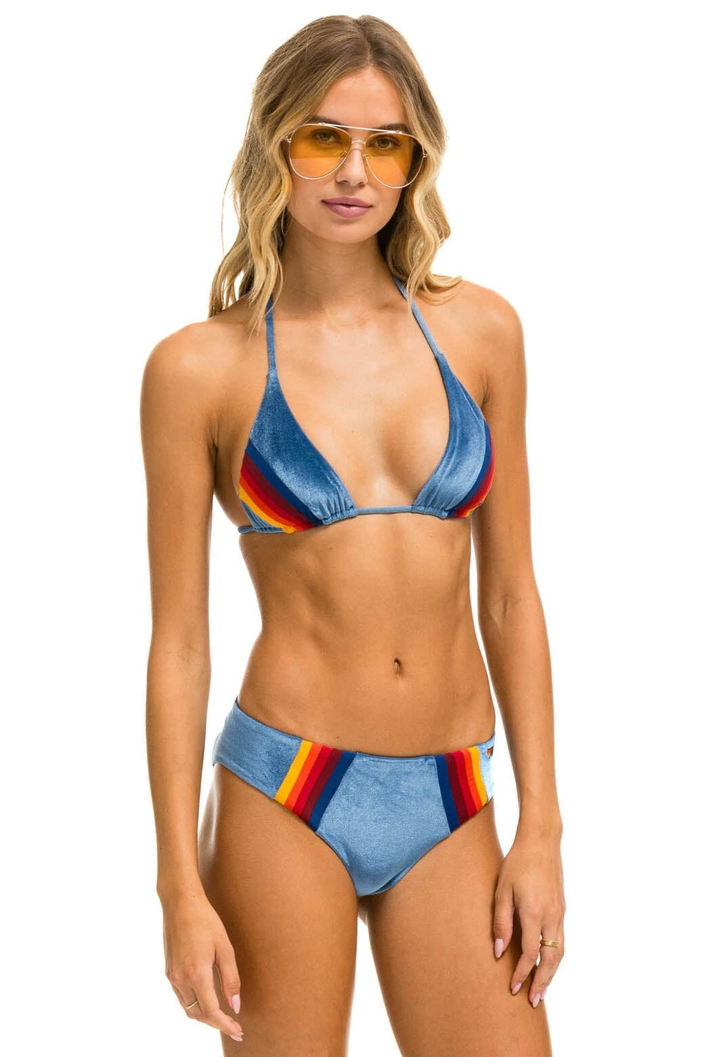 Retro 5 STRIPE VELVET SCRUNCH BIKINI BOTTOM - ISLANDA