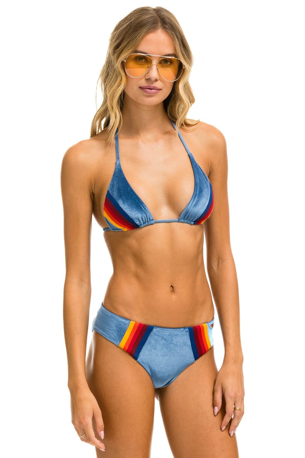 Retro 5 STRIPE VELVET SCRUNCH BIKINI BOTTOM - ISLANDA