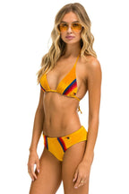 Retro 5 STRIPE VELVET TRIANGLE BIKINI TOP - GOLD