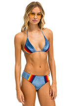 Retro 5 STRIPE VELVET TRIANGLE BIKINI TOP - ISLANDA
