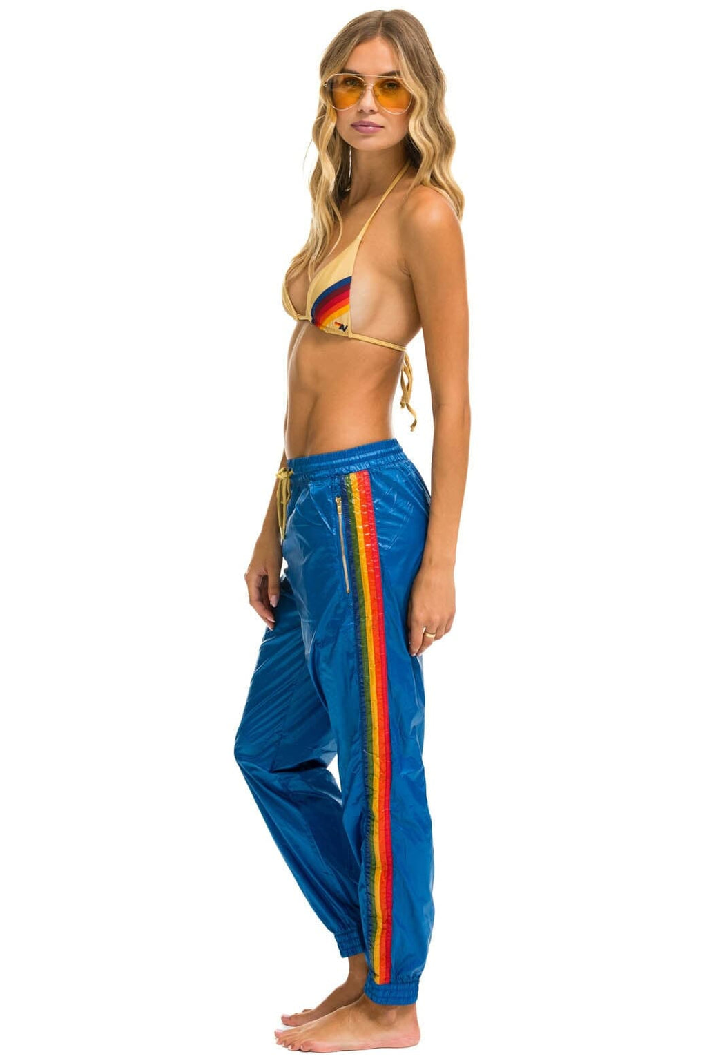 Retro 5 STRIPE WIND PANT - SNORKEL BLUE GLOSSY