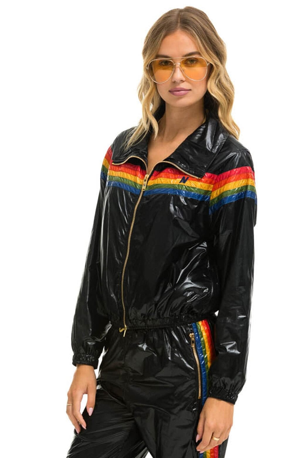 Retro 5 STRIPE WINDBREAKER - BLACK GLOSSY