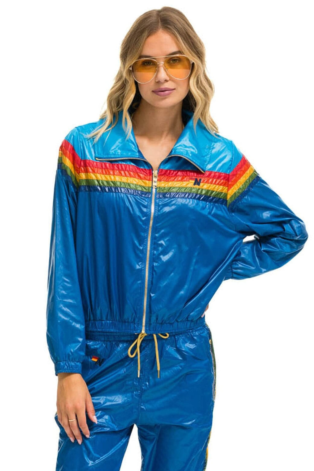 Retro 5 STRIPE WINDBREAKER - DRESDEN SNORKEL BLUE GLOSSY