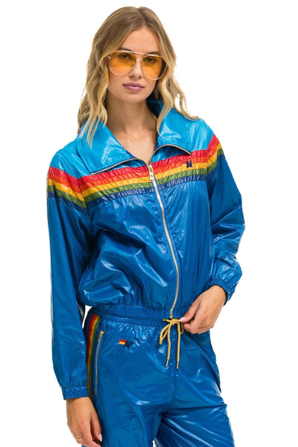 Retro 5 STRIPE WINDBREAKER - DRESDEN SNORKEL BLUE GLOSSY
