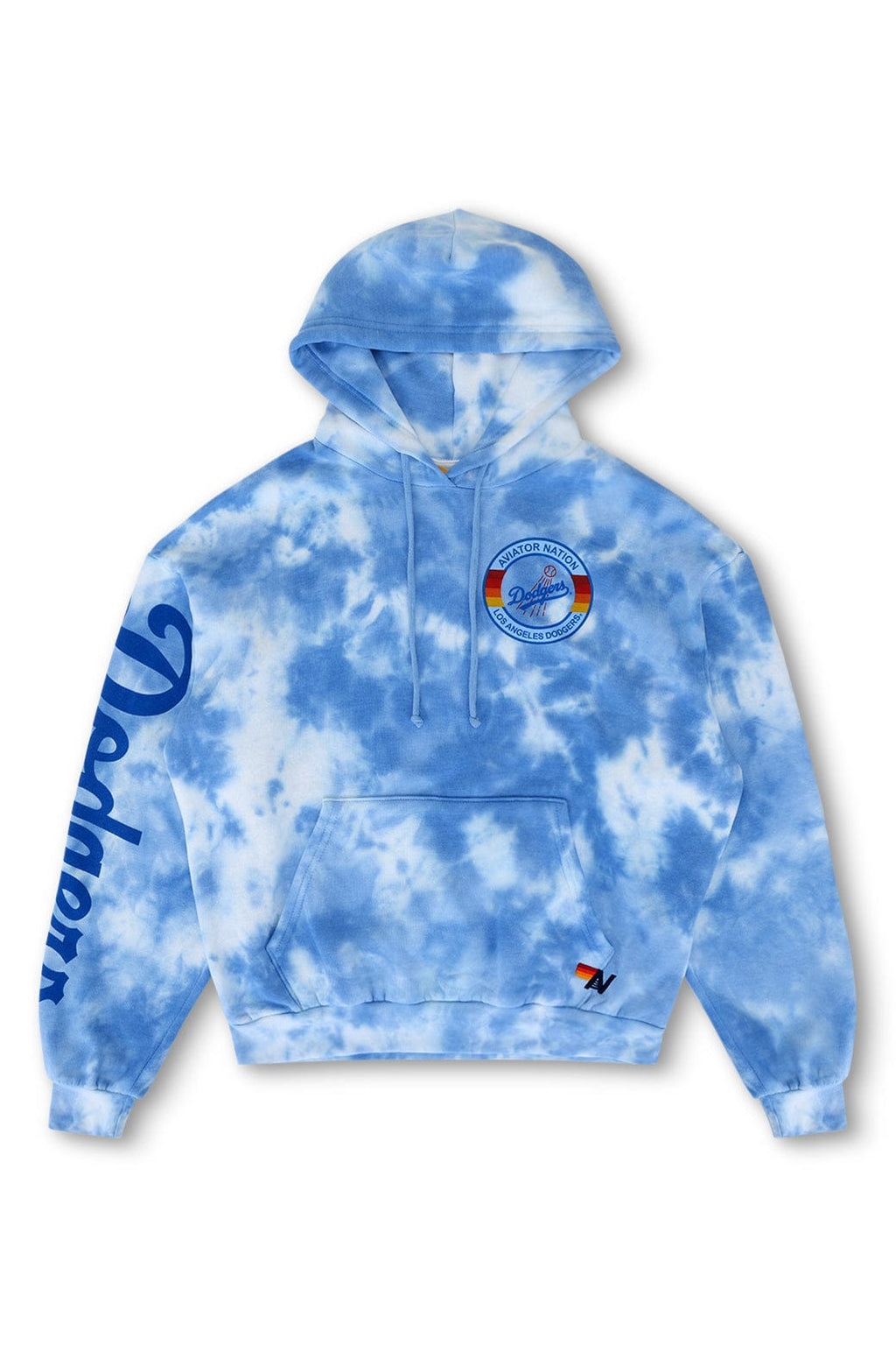 Retro LOS ANGELES DODGERS HAND DYED RELAXED PULLOVER HOODIE - TIE DYE BLUE