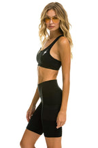 Retro 8 INCH CARGO POCKET HI-RISE BIKER SHORT - BLACK