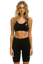 Retro 8 INCH CARGO POCKET HI-RISE BIKER SHORT - BLACK
