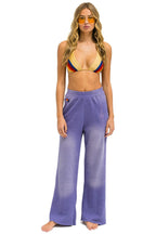 Retro BOLT STITCH WIDE LEG POCKET SWEATPANTS - FADED GRAPE