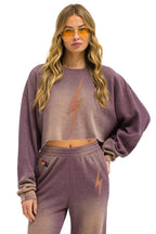 Retro BOLT STITCH CROPPED CREW SWEATSHIRT RELAXED - FADED MOCHA