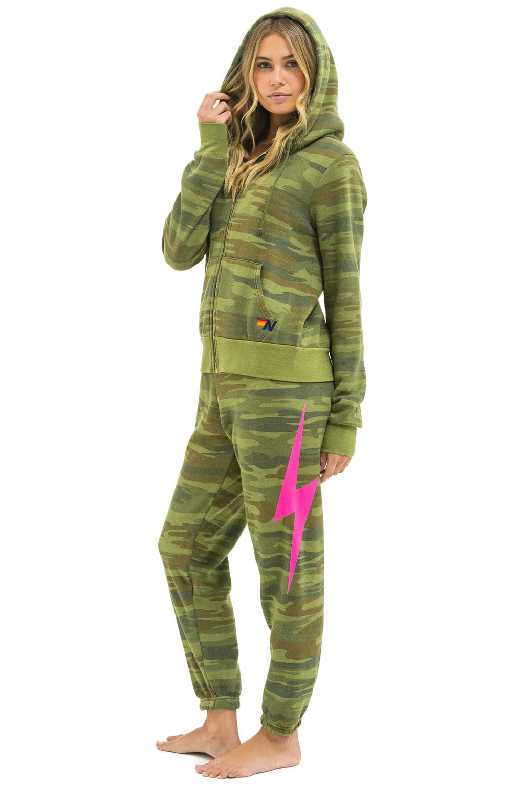Retro BOLT HOODIE - CAMO NEON PINK