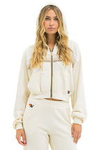 Retro 5 STRIPE CROPPED ZIP HOODIE RELAXED - VINTAGE WHITE WHITE GREY