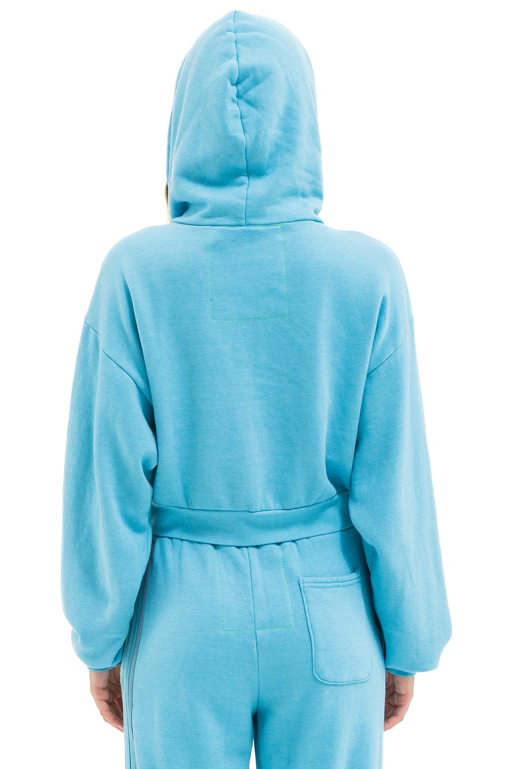 Retro 5 STRIPE CROPPED ZIP HOODIE RELAXED - AQUA AQUA