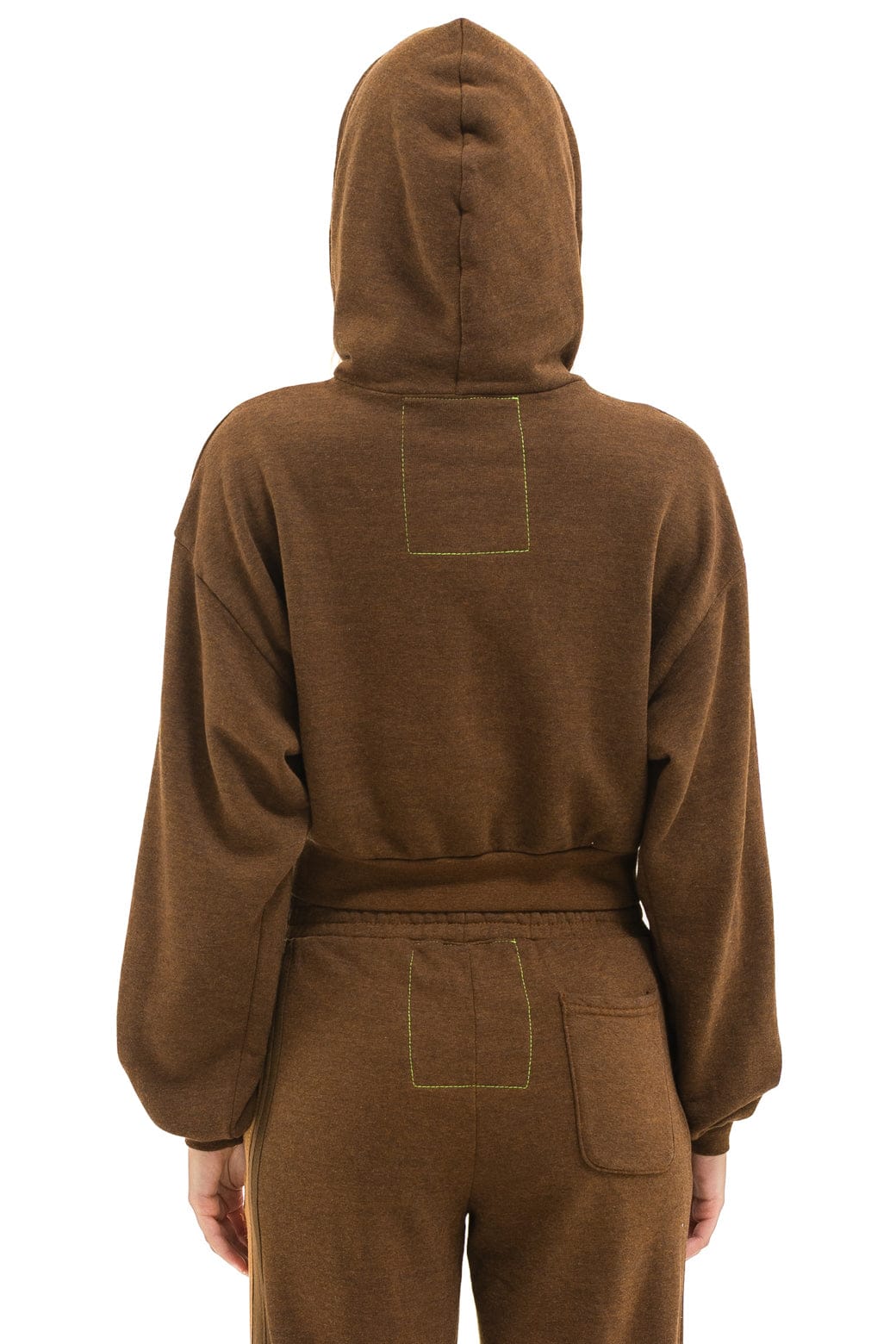 Retro 5 STRIPE CROPPED ZIP HOODIE RELAXED - CHOCOLATE ESPRESSO